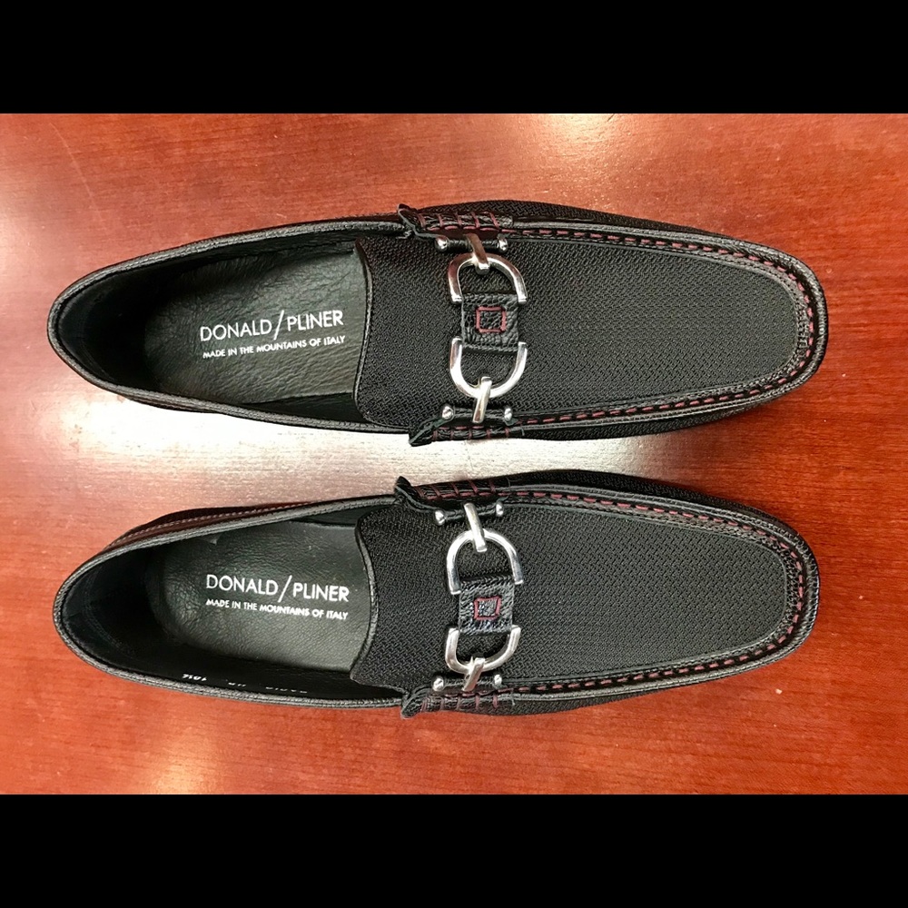Donald Pliner Black Herringbone Loafers